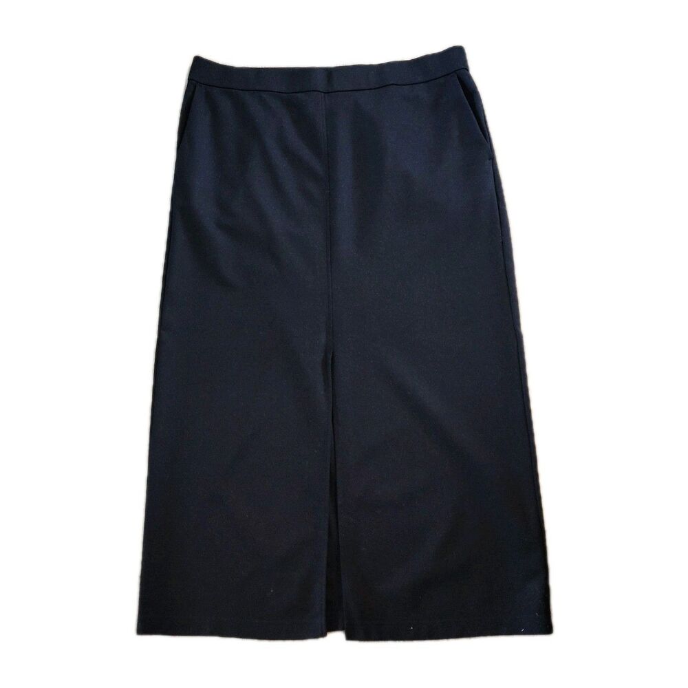 Eileen Fisher 1X Black Jersey Knit Straight Skirt Stretch Pull Minimalist Midi